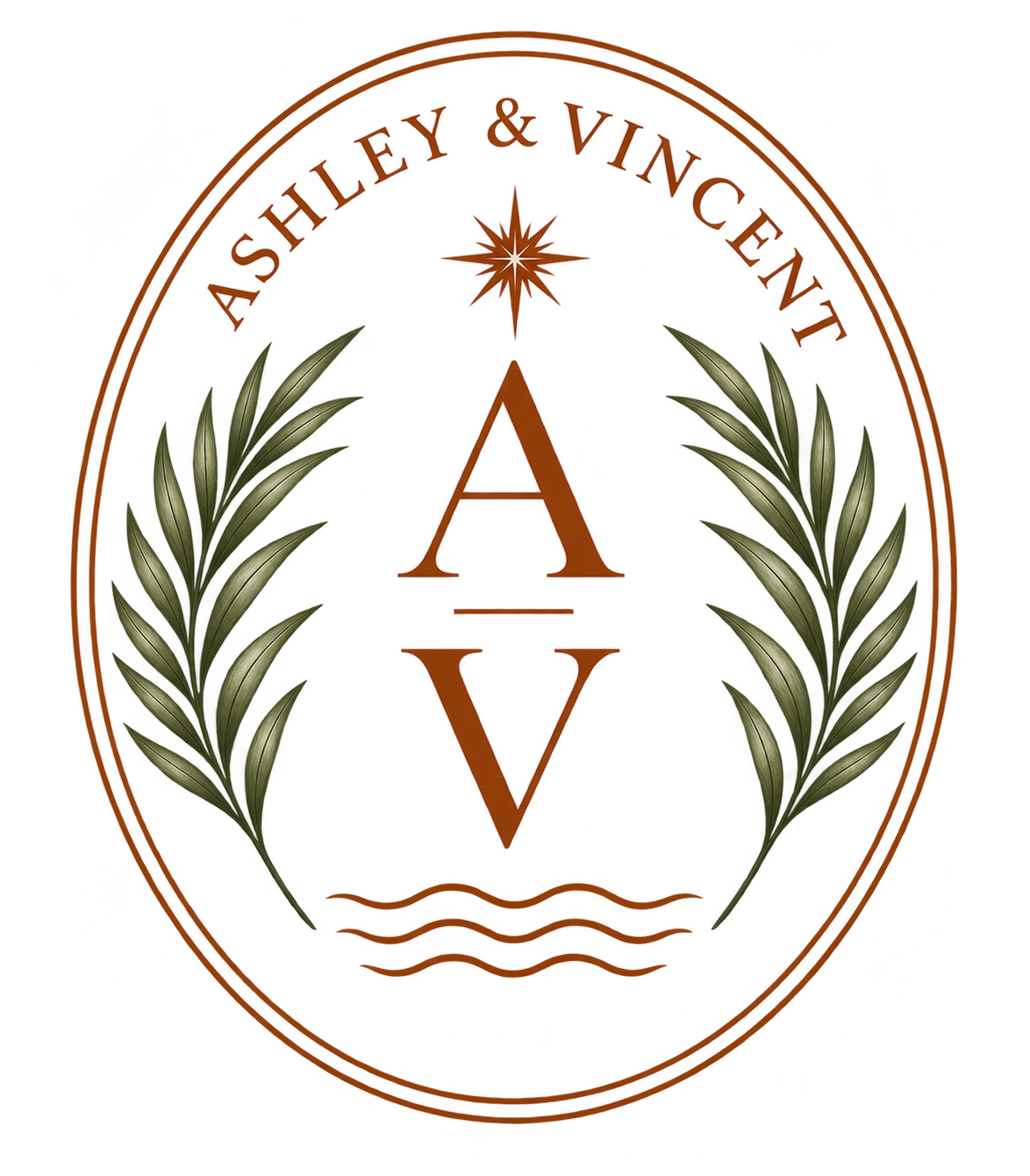 Ashley and Vincent official wedding crest